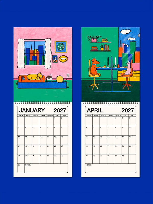 2027 Calendar: A Day in the Life of Corporate Cats + Dogs