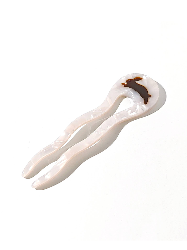 Rabbit French Pin: White