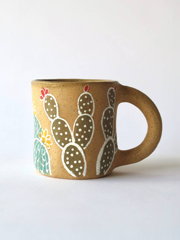 Colorful Cactus House Mug: Gold
