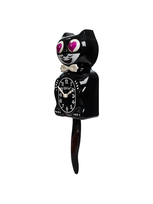 Kit Cat Klock: Classic Black with Magenta Heart Eyes