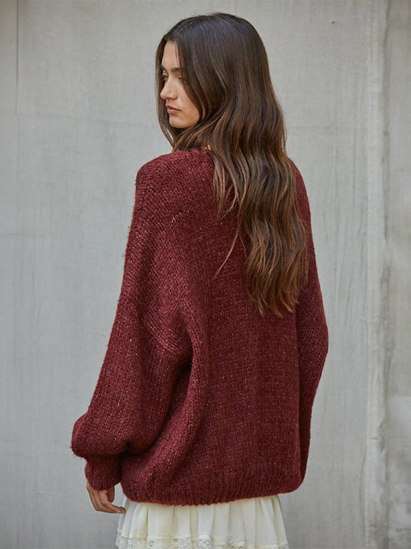 Knit Cardigan: Burgundy