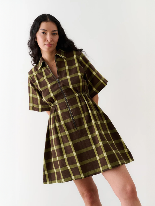 Noble Adult Utility Dress: Chocolate Plaid