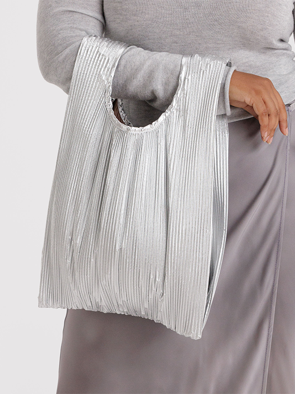 Pleated Baggu: Chrome Metallic