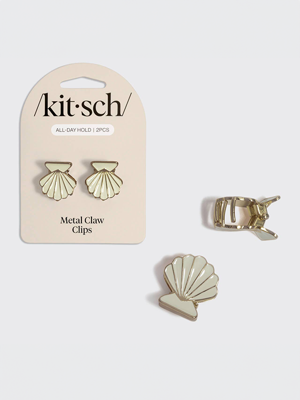 Metal Clam Shell Hair Clips: Set of 2 (Gold & Pearlized Cream) – Edge ...