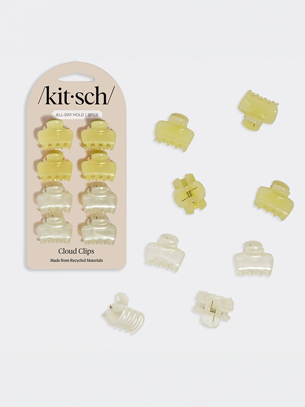 Mini Jelly Cloud Clips: Set of 8 (Pearlized Cream & Butter Yellow)
