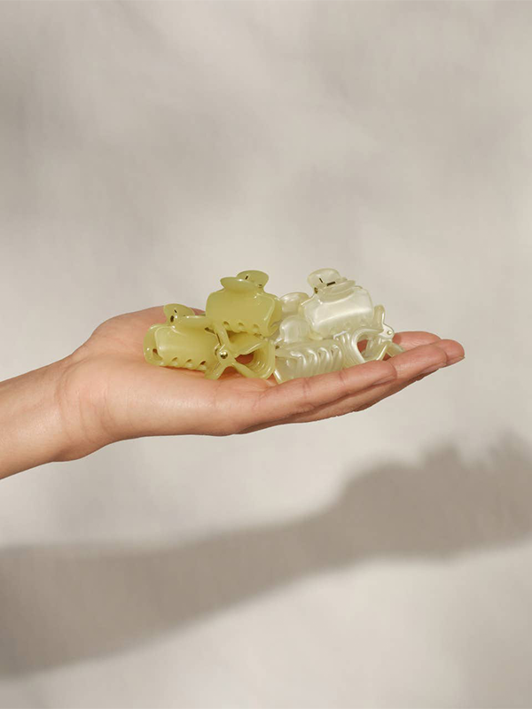 Mini Jelly Cloud Clips: Set of 8 (Pearlized Cream & Butter Yellow)