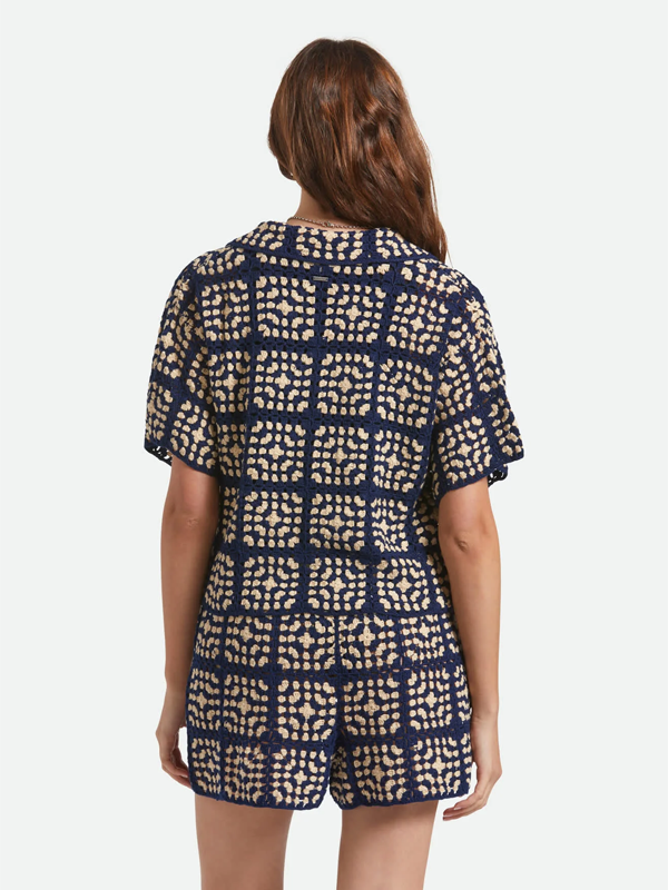 Crochet Button Down: Mood Indigo/Off White (FINAL SALE)