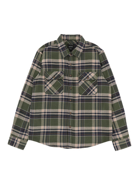 Bowery L/S Flannel: Cypress Green/Washed Navy/Whitecap