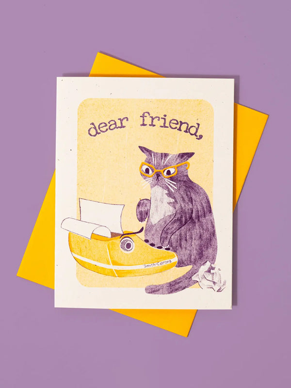 Dear Friend Typewriter Cat Card