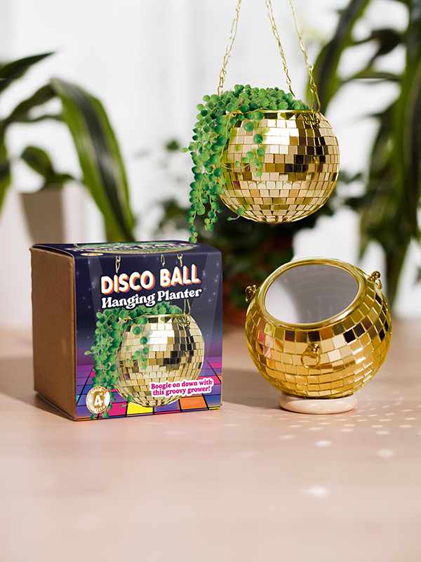 disco ball planter hanging Disco Ball Planter: Small Gold (4 inch) – Edge of Urge