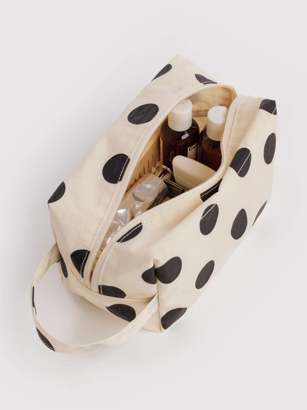 Dopp Kit: Cream and Black Polka Dot