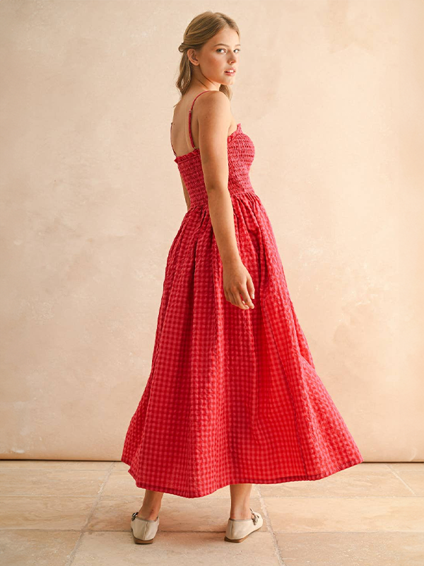 Gingham Maxi Dress: Cherry