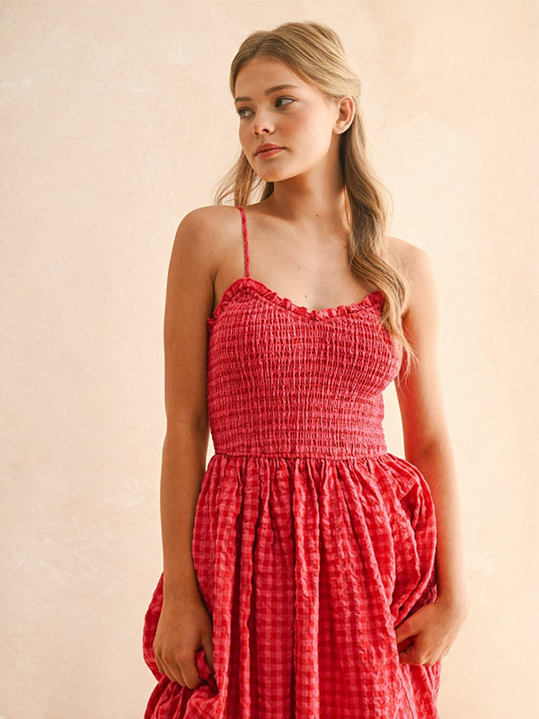 Gingham Maxi Dress: Cherry