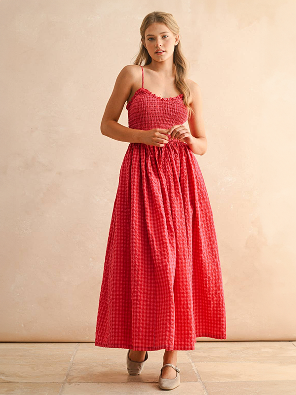Gingham Maxi Dress: Cherry