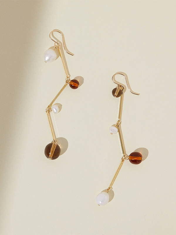 Fête Earrings: Gold Plated (Tan)