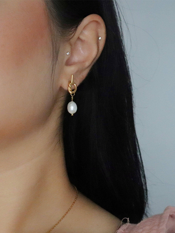 Knotted Pearl Drop Earrings