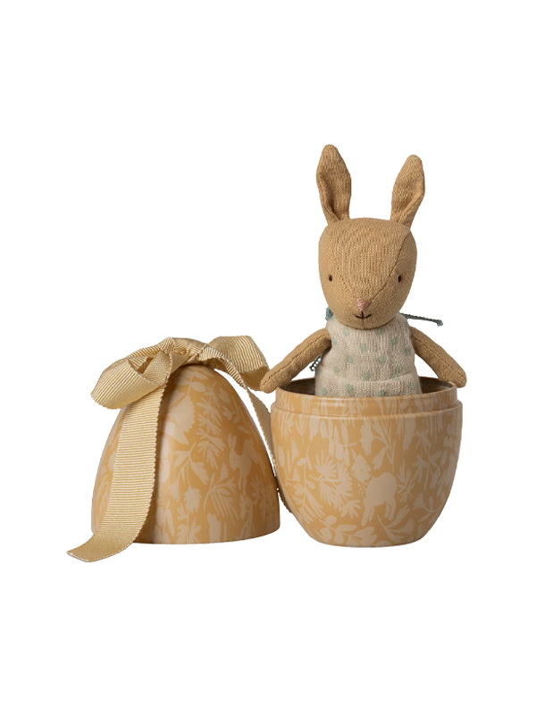 Small Easter Egg with Micro Rabbit: Cream Yellow