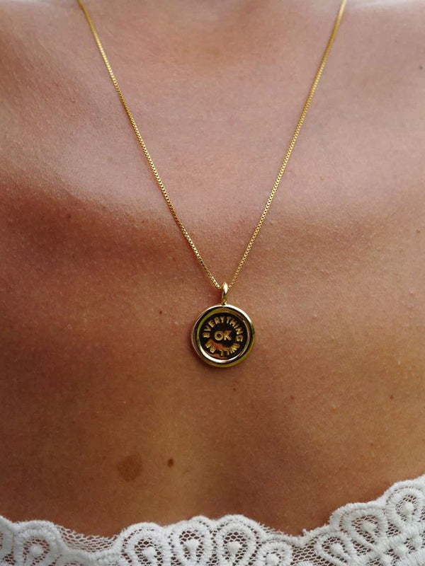 Everything Will Be OK Necklace: 20" Box Chain (Gold Plated)