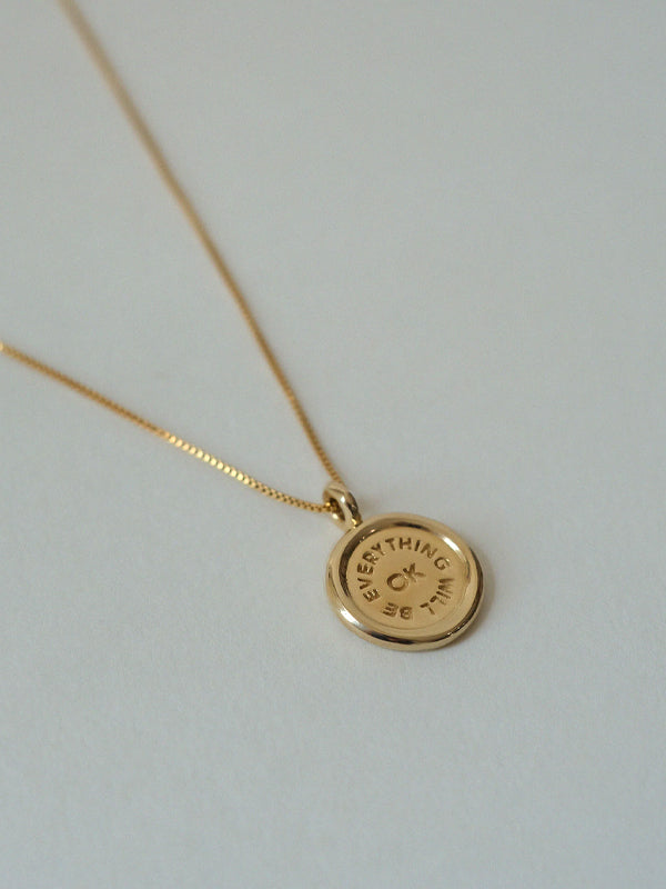 Everything Will Be OK Necklace: 20" Box Chain (Gold Plated)