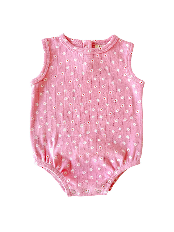 Organic Pointelle Dune Bubble: Pink Flower