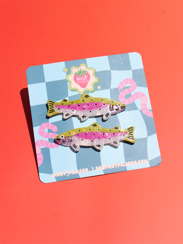 Rainbow Trout Hair Clips: Set of 2