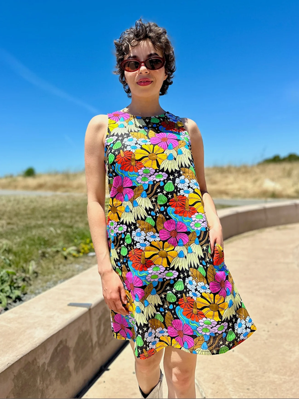 Linen Romy Dress: Cosmic Floral