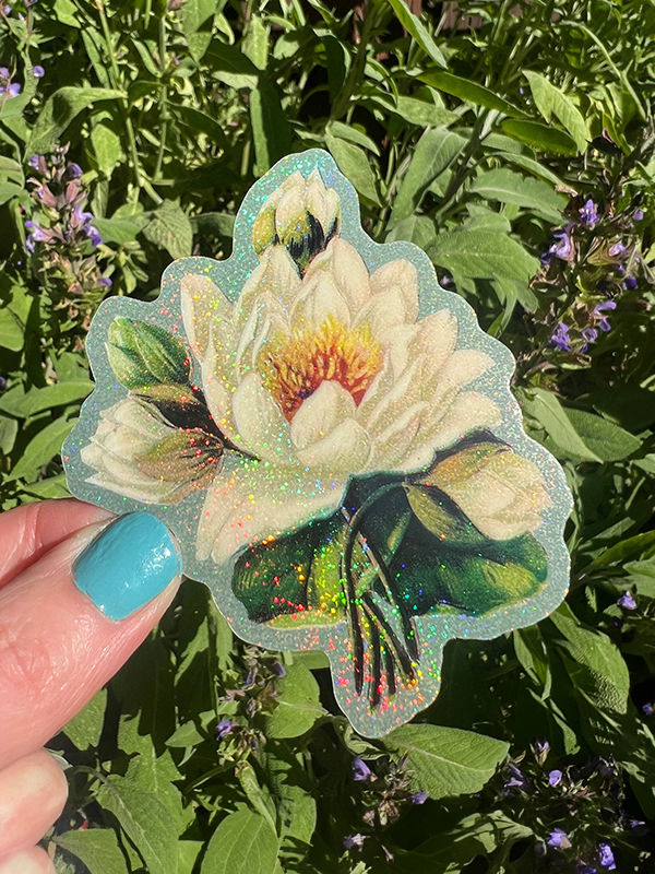 White Lotus Flower Sticker