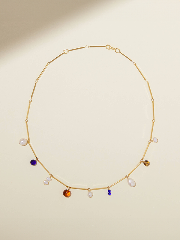 Fête Necklace: Gold Plated (Blue)