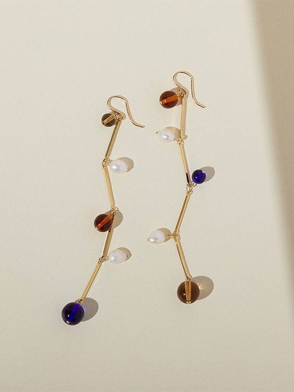 Fête Earrings: Gold Plated (Blue)