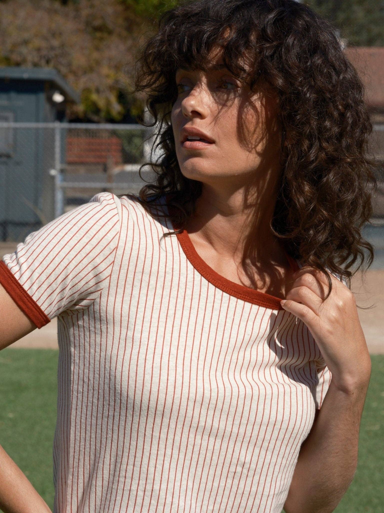 Ringer Tee: Red Pinstripe