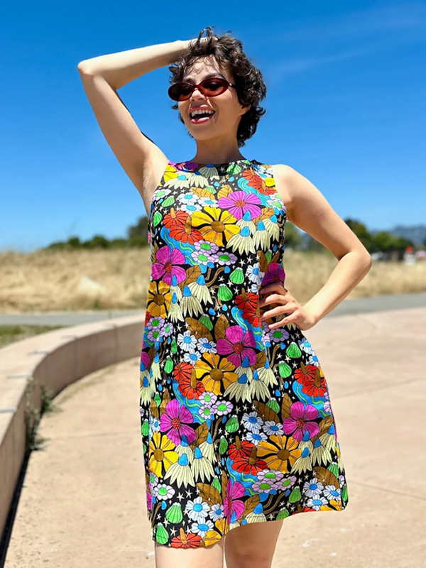 Linen Romy Dress: Cosmic Floral