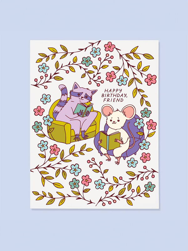 Reading Critters Birthday Card