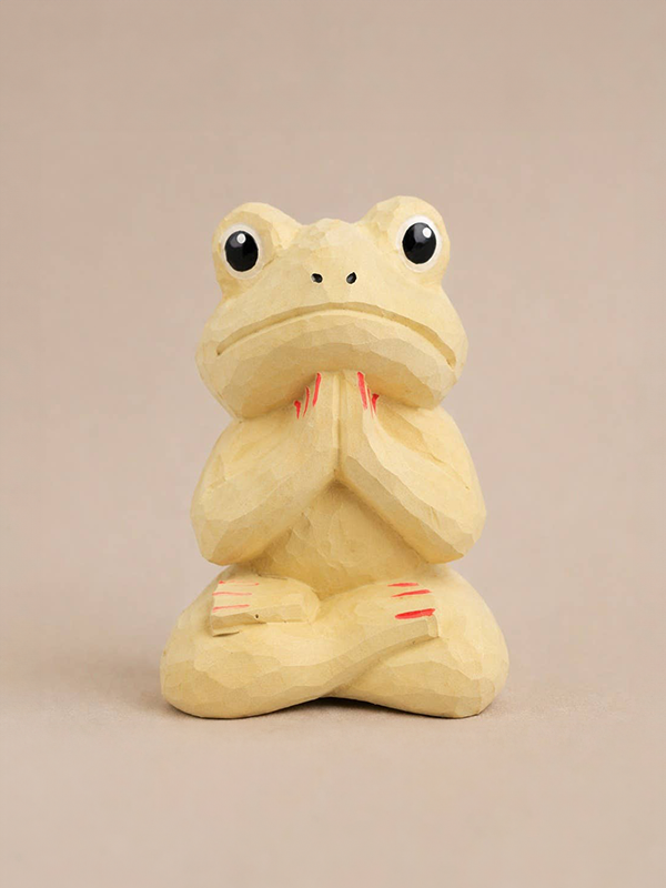 Wooden Figurine: Zen Frog Sitting
