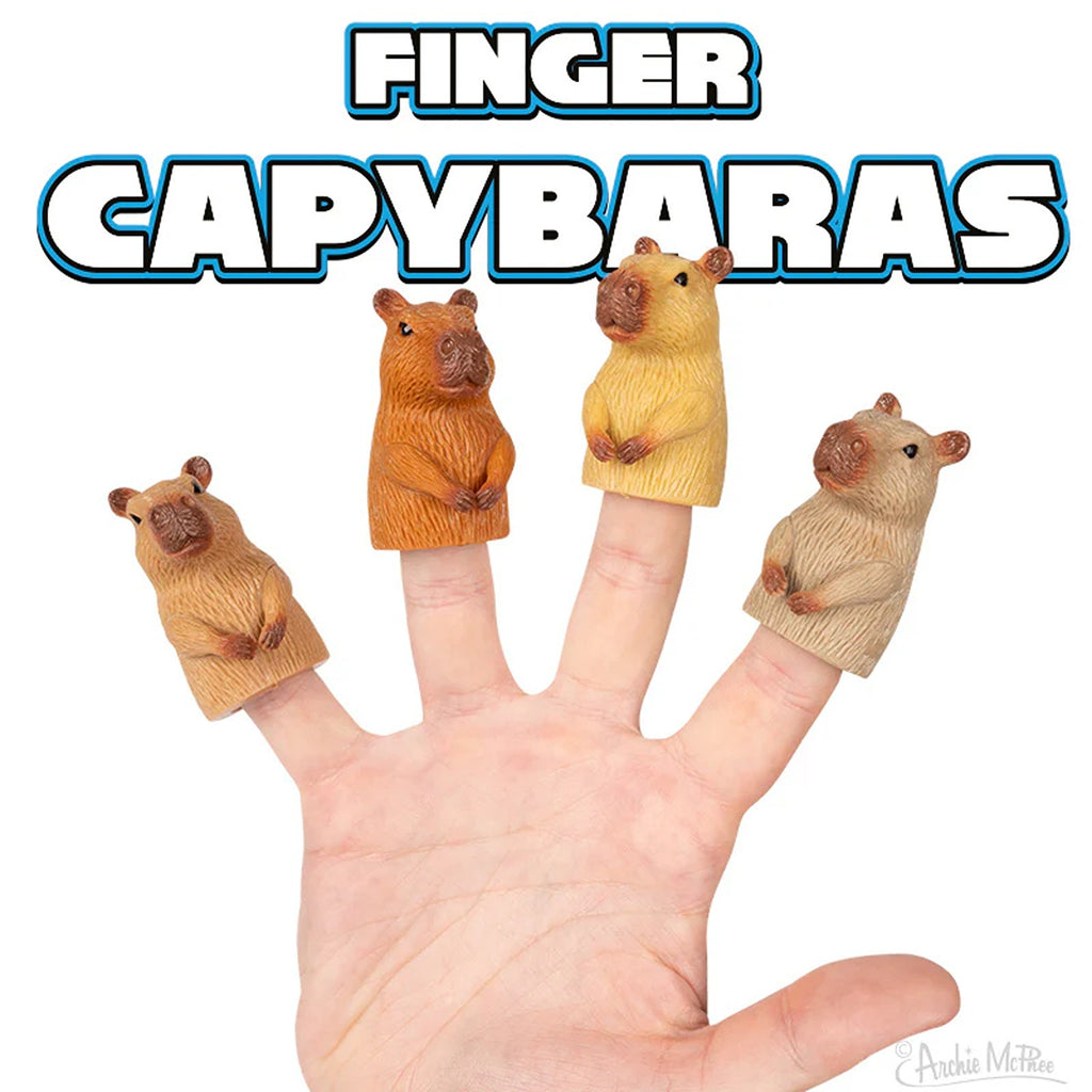 Capybara finger puppets featuring cute, soft designs that fit snugly on your fingers, perfect for playful and whimsical fun.