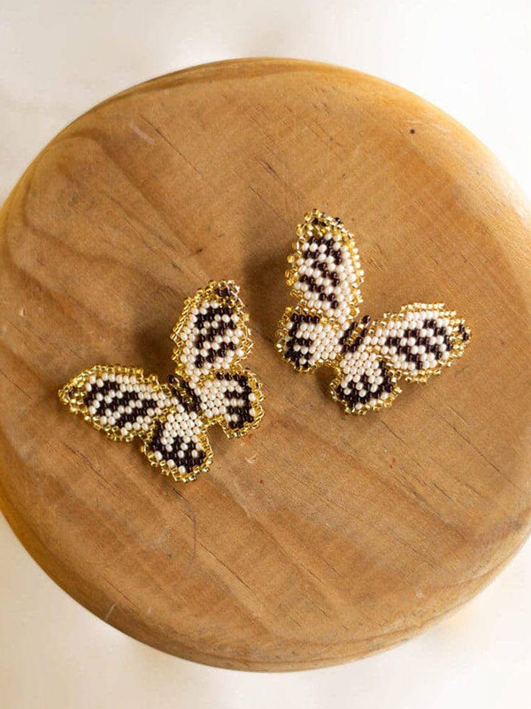 Beaded Butterfly Earrings: Theona