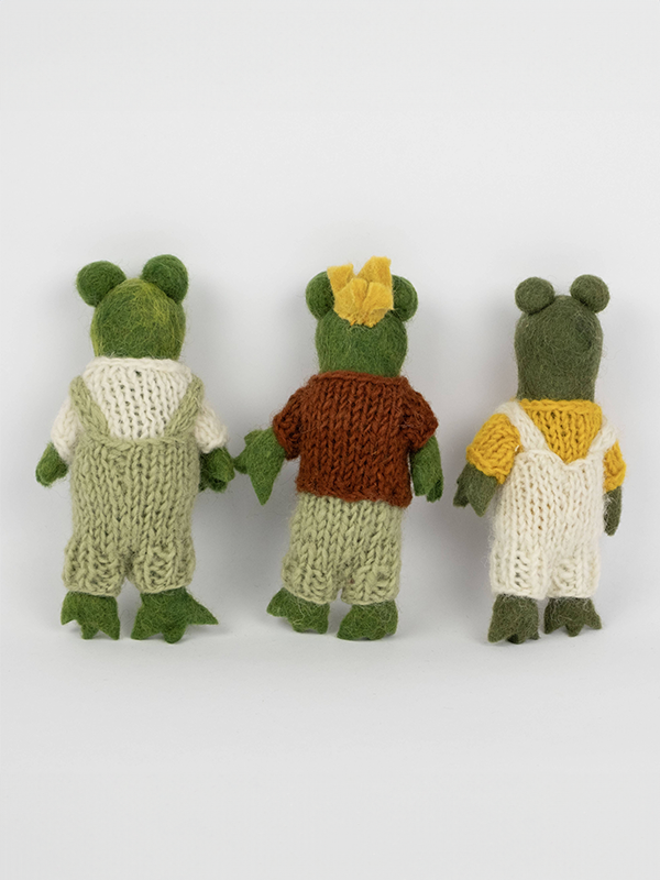 Frog Doll with Hand Knit Clothes: Large