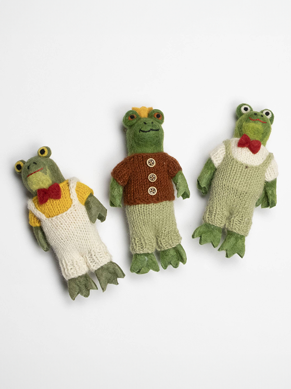 Frog Doll with Hand Knit Clothes: Large