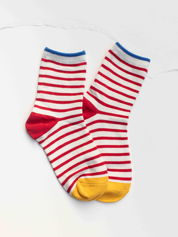 Classic Stripe Cotton Socks: Red
