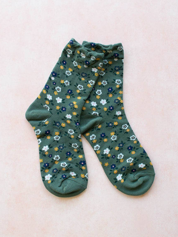 Garden Flower Socks: Green