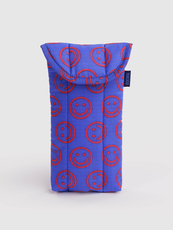 Puffy Glasses Sleeve: Mini Cobalt Happy
