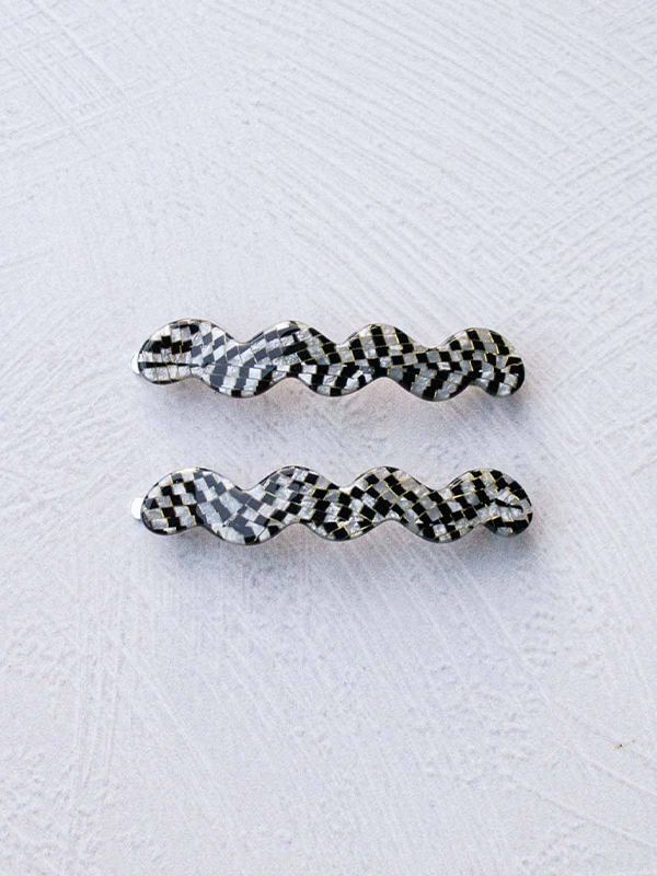 Cloud Wave Slide Hair Pin Set: Micro Grey