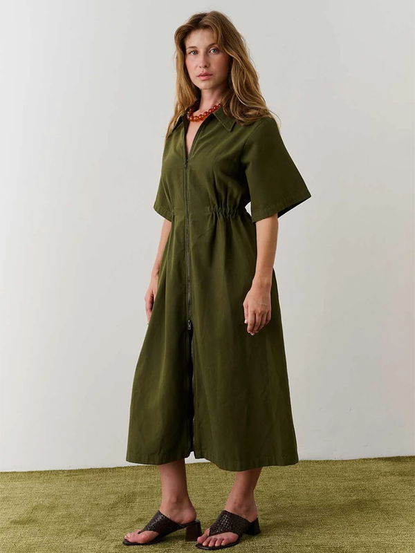 Noble Adult Long Utility Dress: Olive