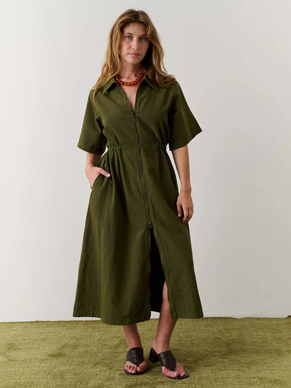 Noble Adult Long Utility Dress: Olive