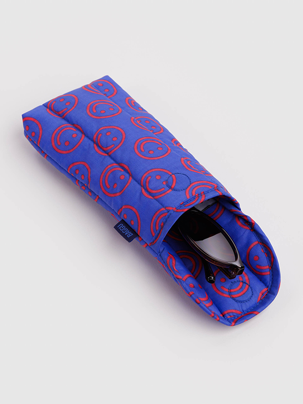Puffy Glasses Sleeve: Mini Cobalt Happy