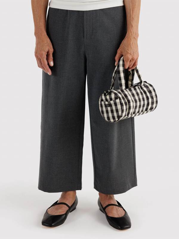 Small Nylon Duffle Bag: Black and Cream Gingham