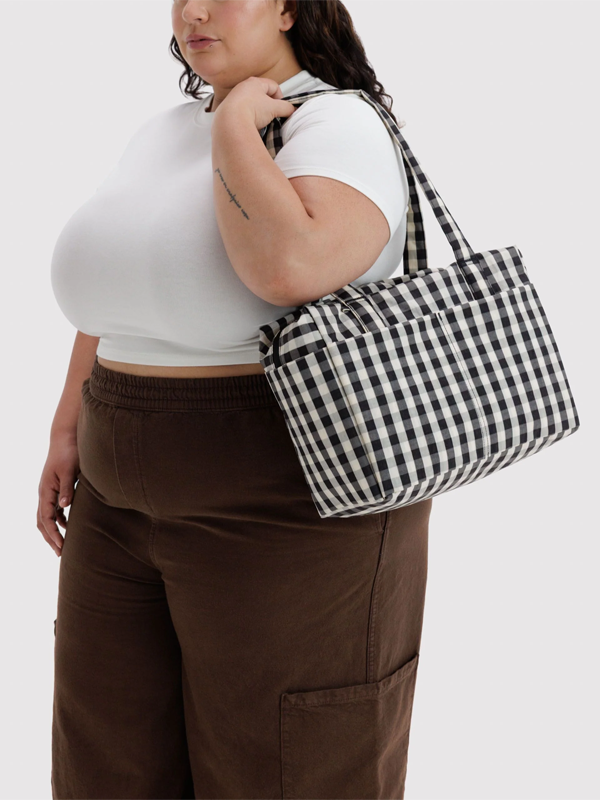 Everyday Cloud Bag: Black and Cream Gingham