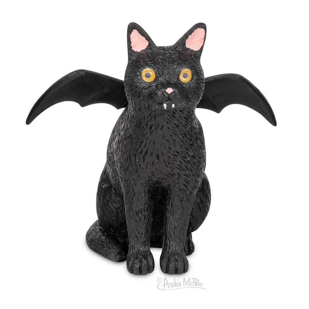 A collection of goth-inspired cat figurines, each with dark, edgy details like black clothing, accessories, and a moody, mysterious expression.