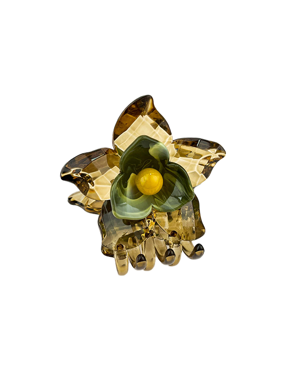 3D Flower Hair Claw: Green