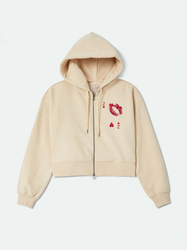 Kissing Hearts Zip Hoodie: Whitecap