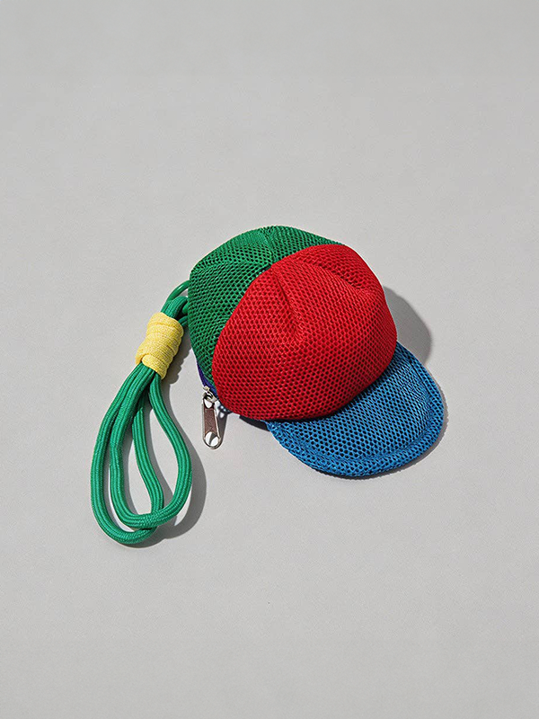 Mesh Baseball Cap Shaped Pouch: Red and Green